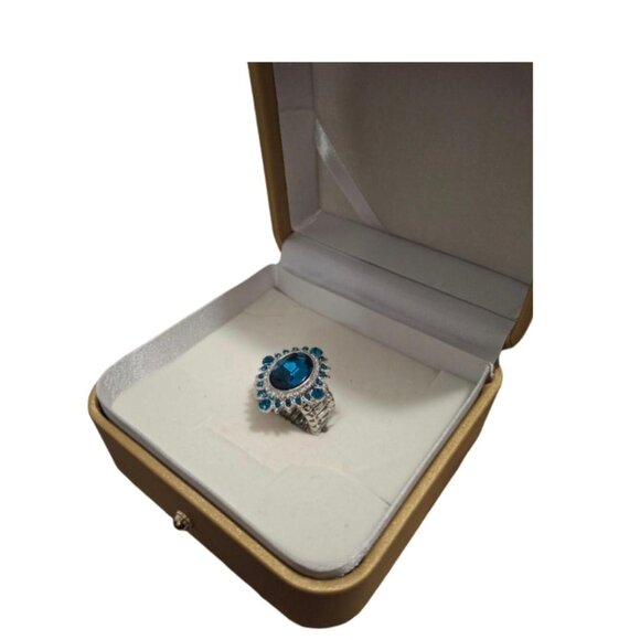 Black Onyx & Blue Rhinestone Rings - Picture 4 of 4